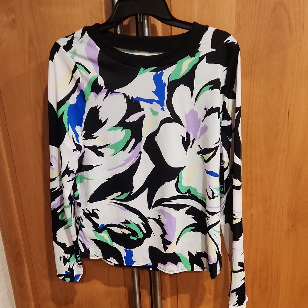 DSG Tyson Long Sleeve Rush Floral Rash Guard Womans Size L NWT
